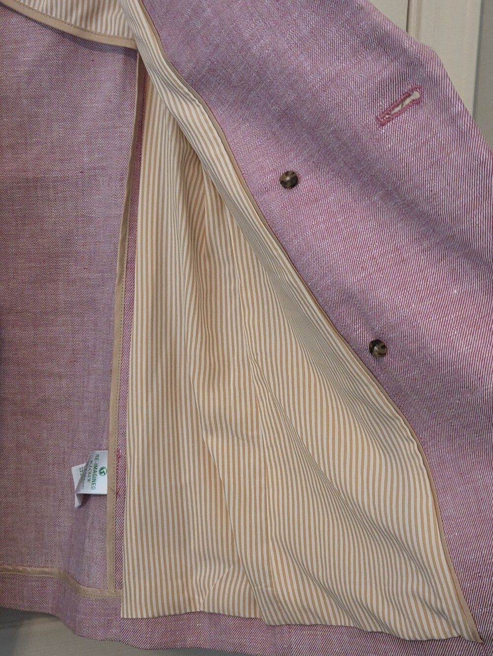 NWT J.CREW BRISTOL RASPBERRY-WHITE STRETCH LINEN DOUBLE BREASTED BLAZER - Picture 5 of 8